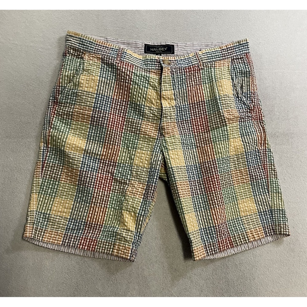 Halsey 44 LA Seersucker Shorts Mens 38x10 Multicolor Plaid Gingham Cotton Summer